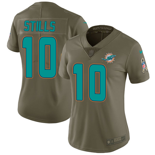 Nike Dolphins #10 Kenny Stills Olive Women's Stitched NFL Limited Salute to Service Jersey